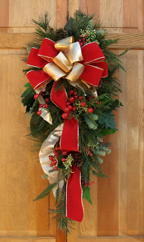 Christmas Red and Gold Door Swag